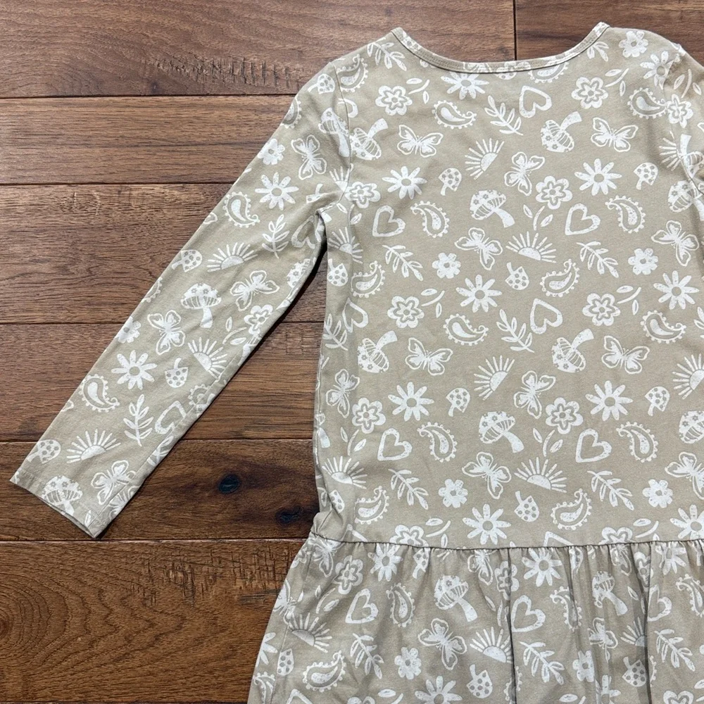 Carters Kids Boho Icon Print Ruffle Hem Long-Sleeve Dress - Size 10/10A